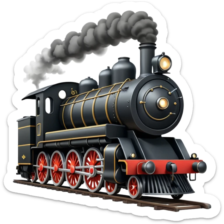 straight on view of an old-fashion steam train coming down the tracks sticker