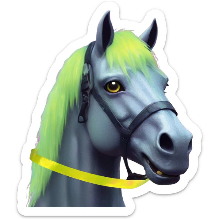 .Zombie_ Vaporwave black holographic oilslick zombie unicorn yellow caution tape sticker