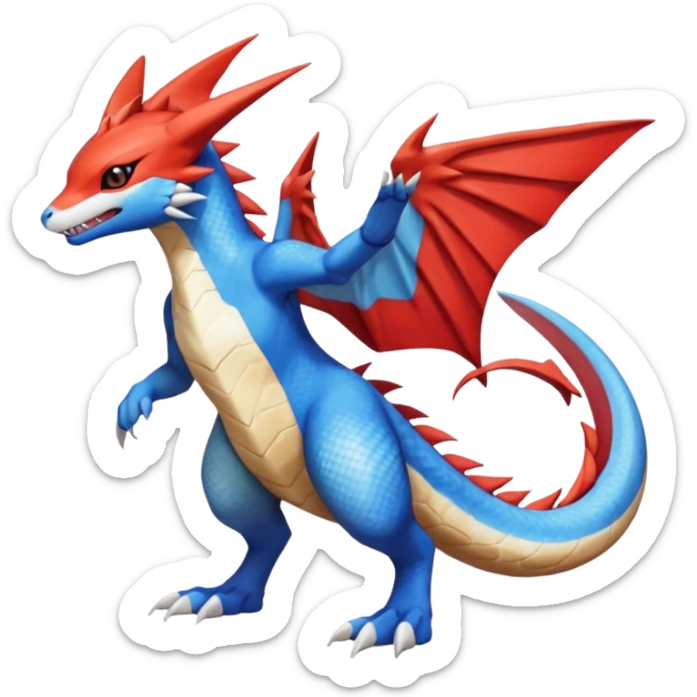 Gabite-Veemon-Digimon-Latias-Peppercat-Pokémon-Flamedramon-fusion-animal-hybrid-creature, Full body  sticker