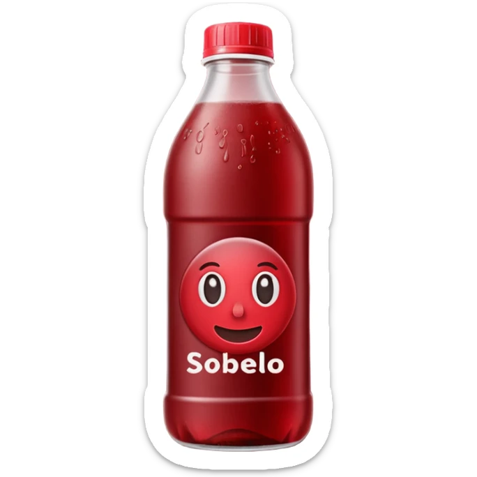 sobolo emoji (ghanain drink)  in a plastic bottle and make the juice dark red no face write sobolo on it sticker