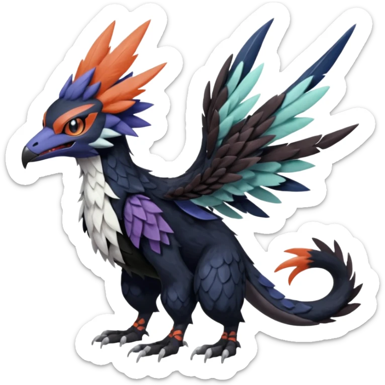 Spooky Nargacuga-Trico-Noibat-Noivern-Silvally-Pokémon-Fakémon-fusion (full body) sticker