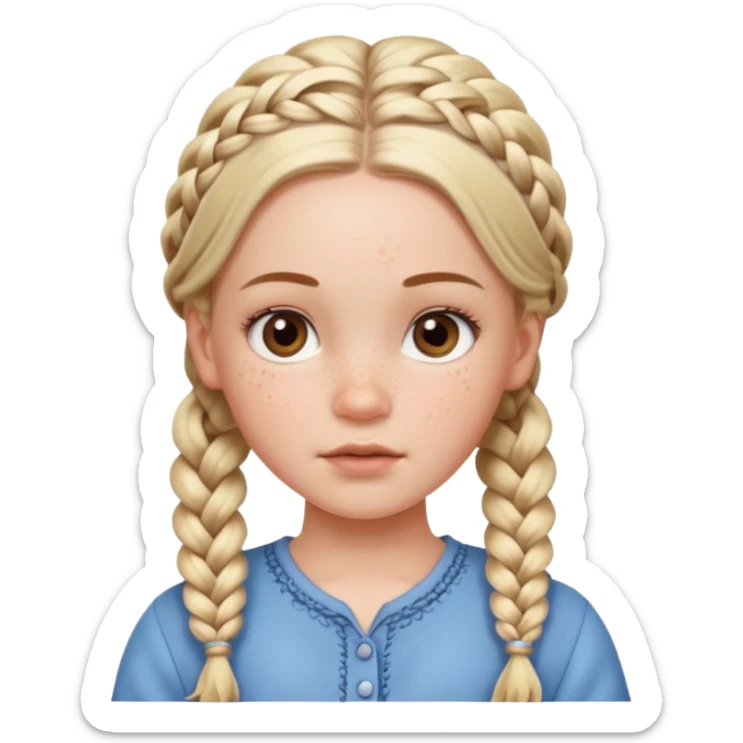 white girl with baby hair detailed full braids,  sticker