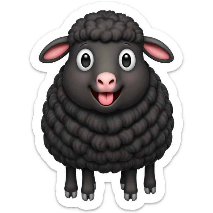 Oveja negra de cuerpo entero sacando la lengua en actitud de risas sticker