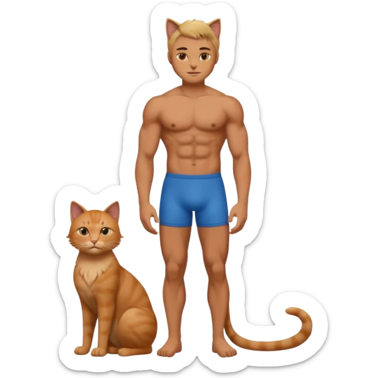 a single body, with the head of a human man, body of a cat  sticker