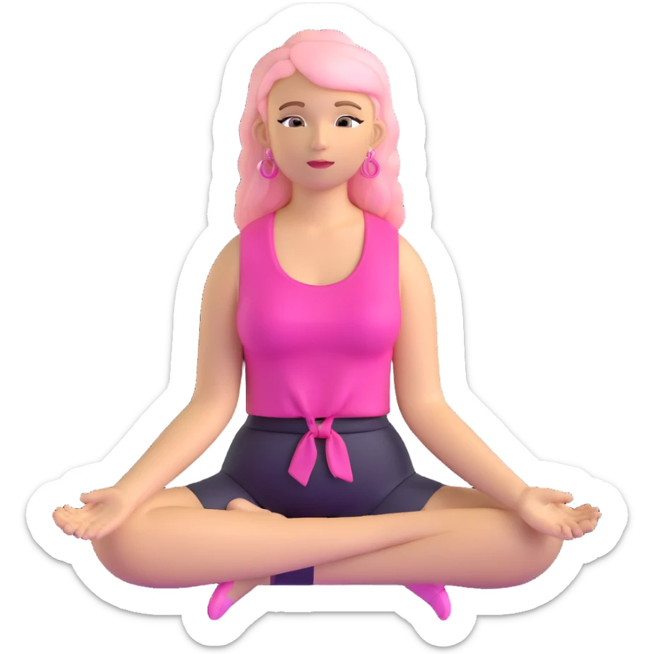 blonde angel woman with long hair meditating with pink hair clips sticker