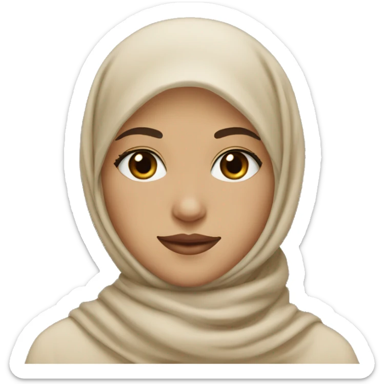 Light skinned Muslim Girl with black almond eyes and beige scarf  sticker