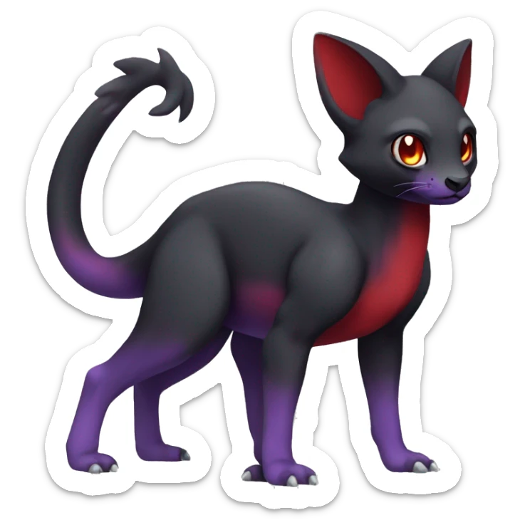 Cute cool dark black red purple animal hybrid Fakemon full body sticker