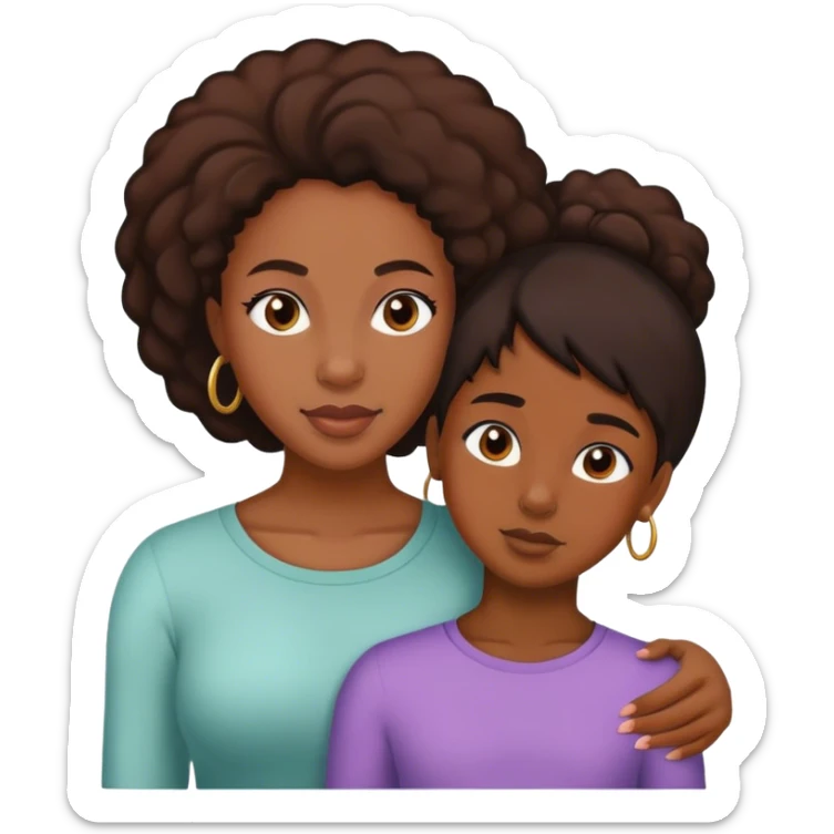 mom and teen daughter duo black girls  sticker