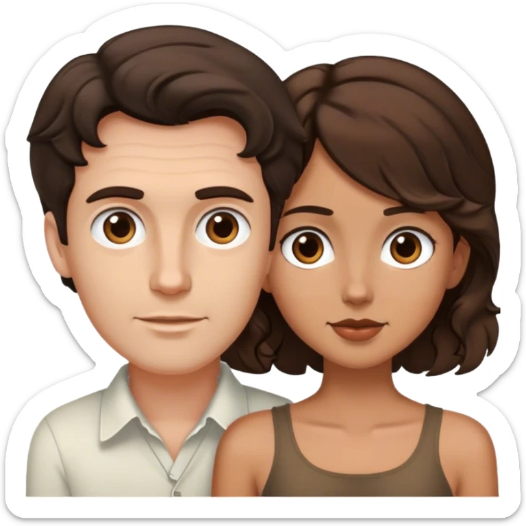 White man dark brown hair tall and shrt tan girl brown wavy hair couple  sticker