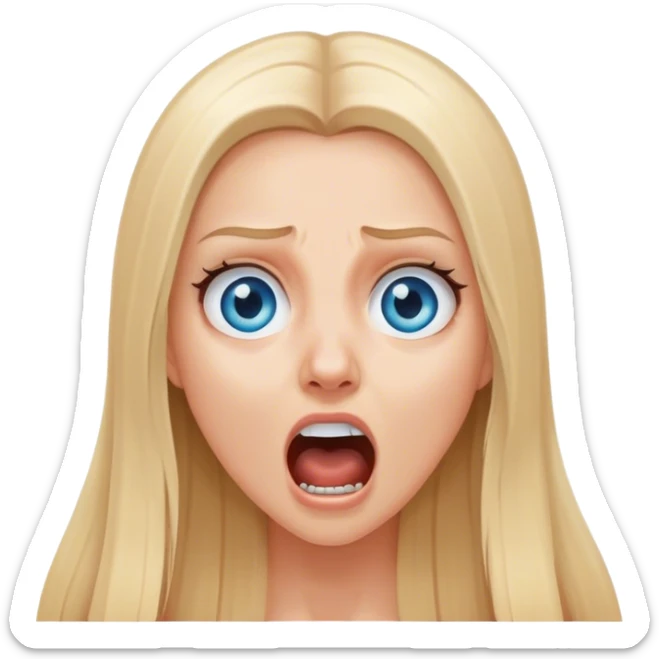 beautiful white girl with long straight blonde hair blue eyes screaming scared terrified  sticker
