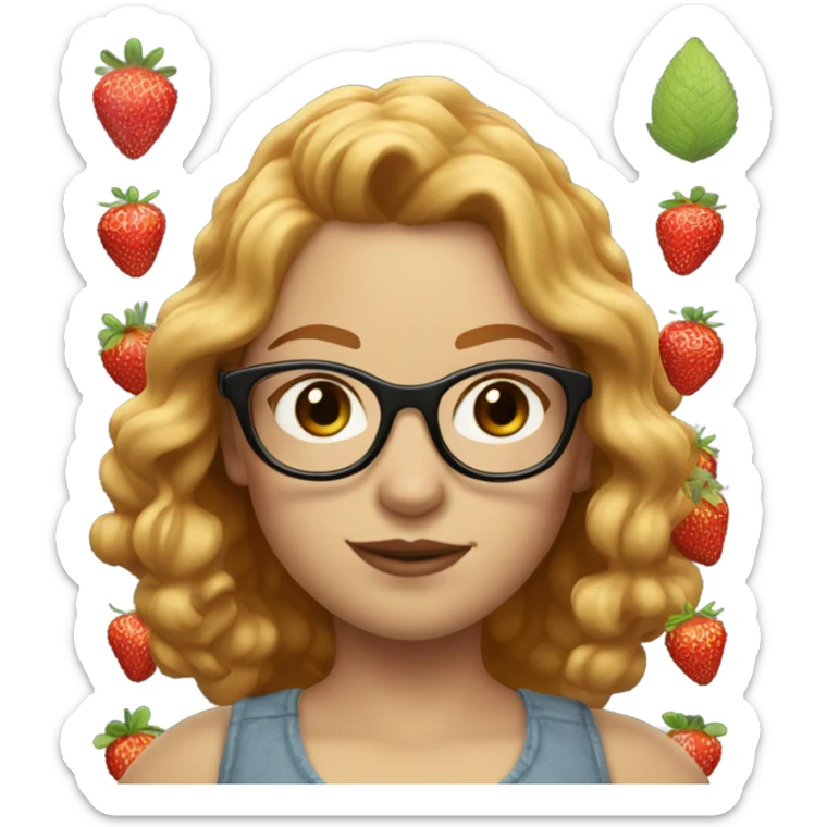 Strawberry blonde girl with curvy figures with brown eyes and light skinned with glasses sticker
