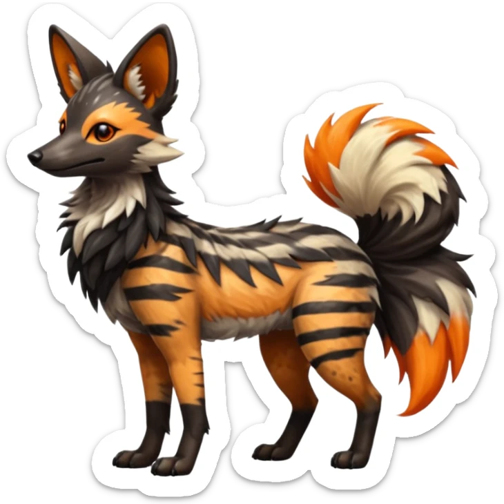 Shiny Glossy Silvally-Aardwolf-Maned-Wolf-Trico-Genet-fusion-animal-hybrid-creature, full body sticker