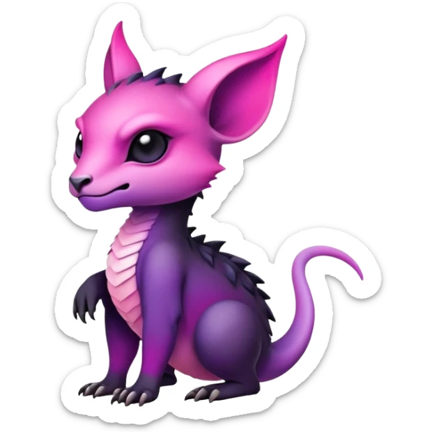 Cool Edgy Black-pink-purple-gradient badass Fionbri-Vernid-animal-creature full bodyd sticker