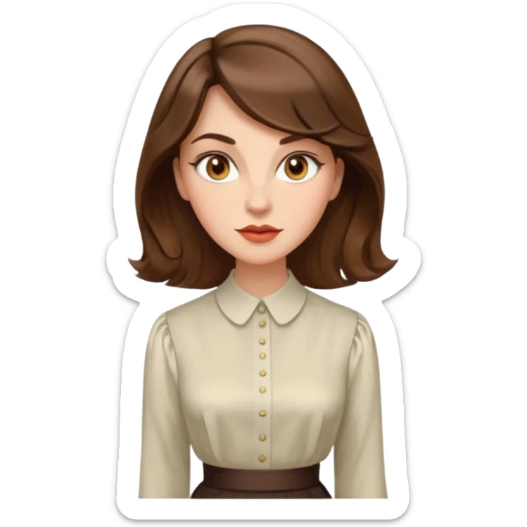 Dalgalı saçlı, hafif perçemli; kehribar gözlü, küçük kalkık burunlu ve dolgun dudaklı. Oval yüzlü, çıkık elmacık kemikli. Omuzları geniş, beli ince, kalçası dolgun. Old money tarzında, dikkat çekici bir kadın. sticker