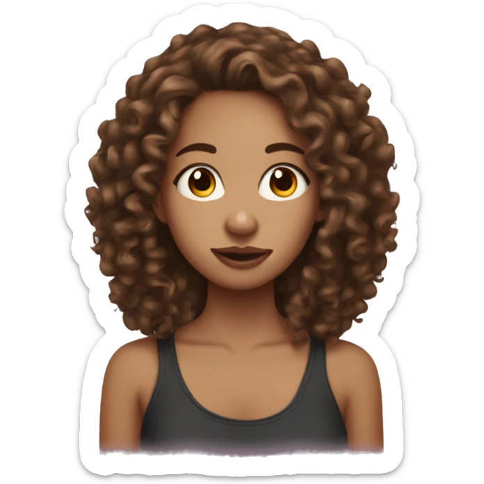 Teenage girl with brown curly hair and a septum piercing  sticker