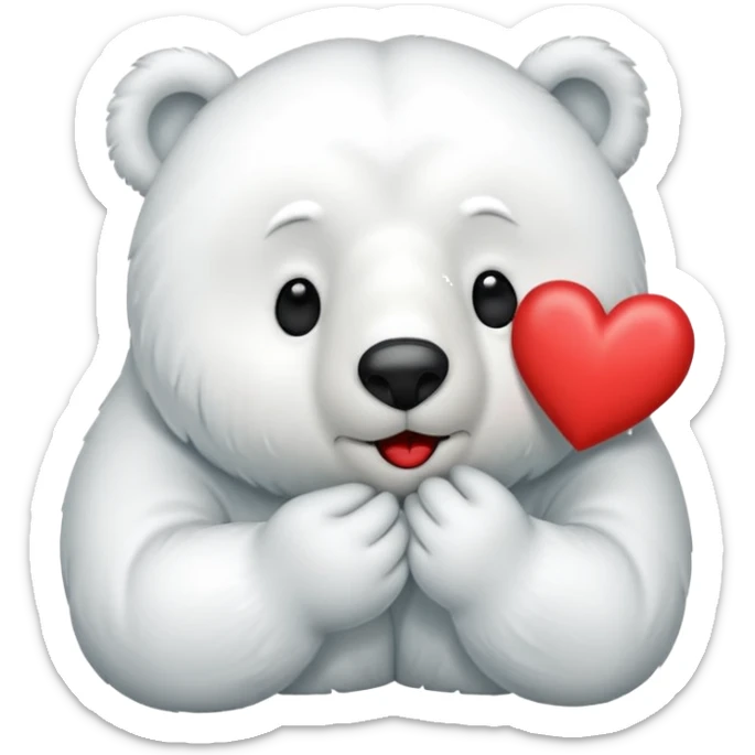Puedes hacer a un oso polar que este mandando un beso el cual que de su boca salga un corazón Haci 😘 sticker