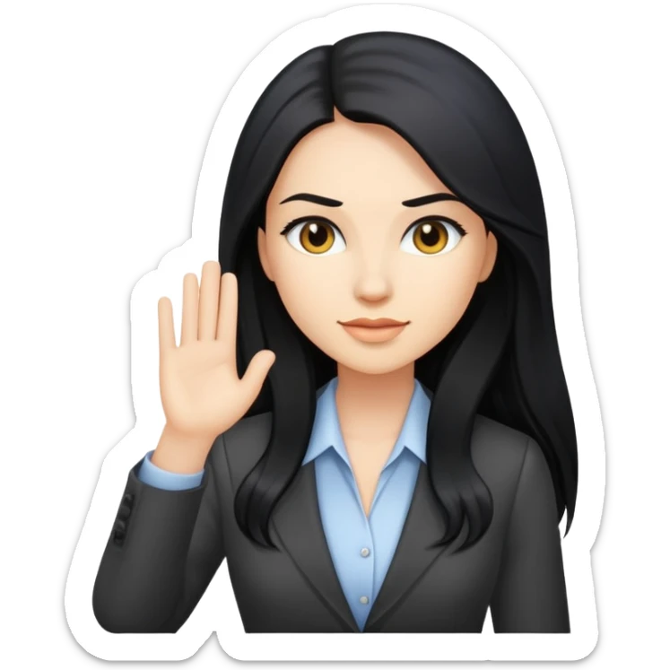 Business woman caucasian long black hair girl sticker