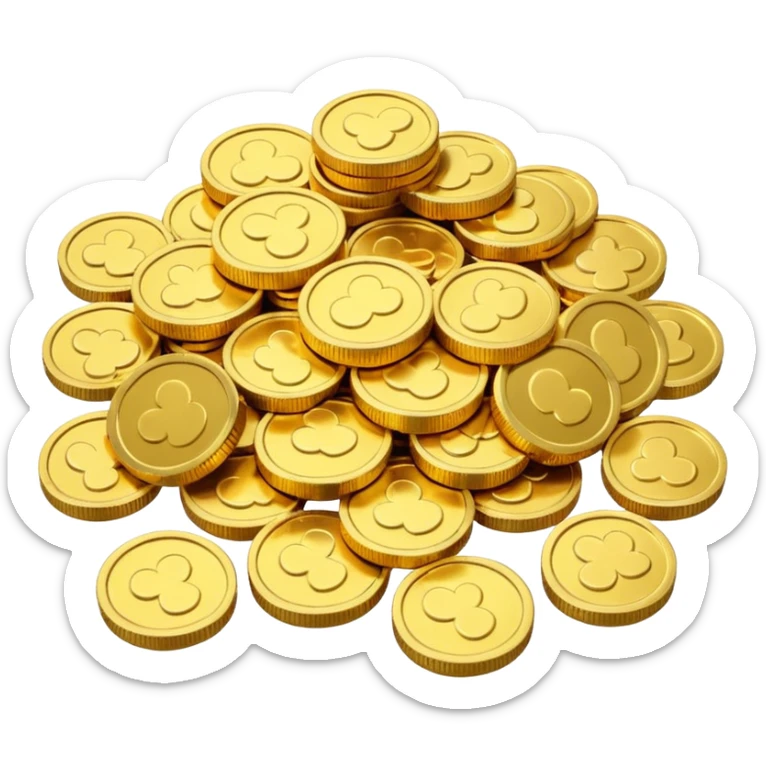 small pile of gold coins, 3D emoji style, shiny gold, no symbols, no text,  sticker