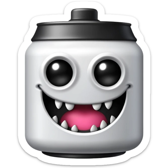 Crea un emoji de una lata de monster blanca de la bebida energética de la bebida sticker