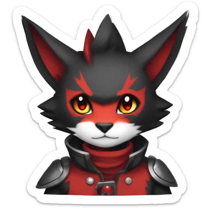 Black and Red Ethereal Cool Edgy Cute Anthro Zangoose Litten Fakémon sticker
