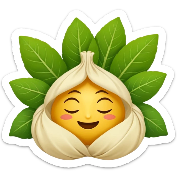 Georgian cuisine avatar in bright emoji-style illustration. Khinkali and herbs, rich golden and green colors, simple shapes, flat design, strong character. Without human sticker