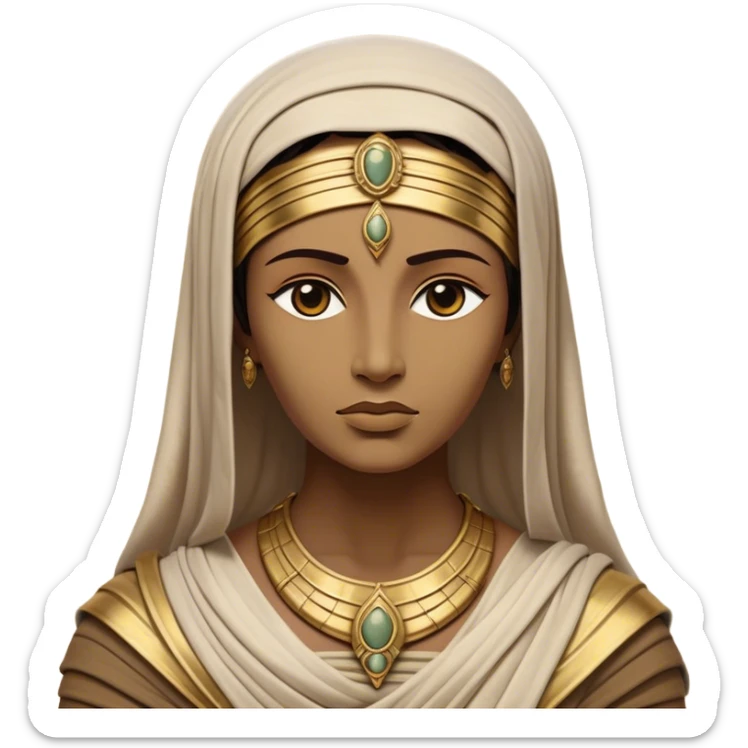 Cinematic Noble Mummy Portrait Emoji, Regal and timeless, with a meticulously wrapped, ancient form in muted earth tones accented by faded gold, exuding an air of forgotten majesty and solemn duty, simplified yet elegant with intricate bandage details, highly detailed and softly glowing, evoking the dignified mystery of an eternal sentinel guarding long-lost secrets! sticker