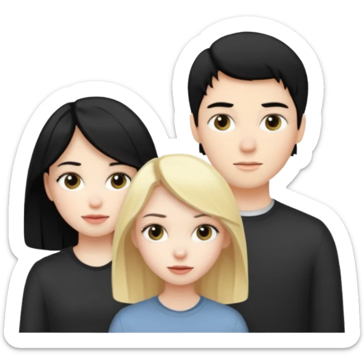 A black hair girl a blonde girl and a blonde boy sticker