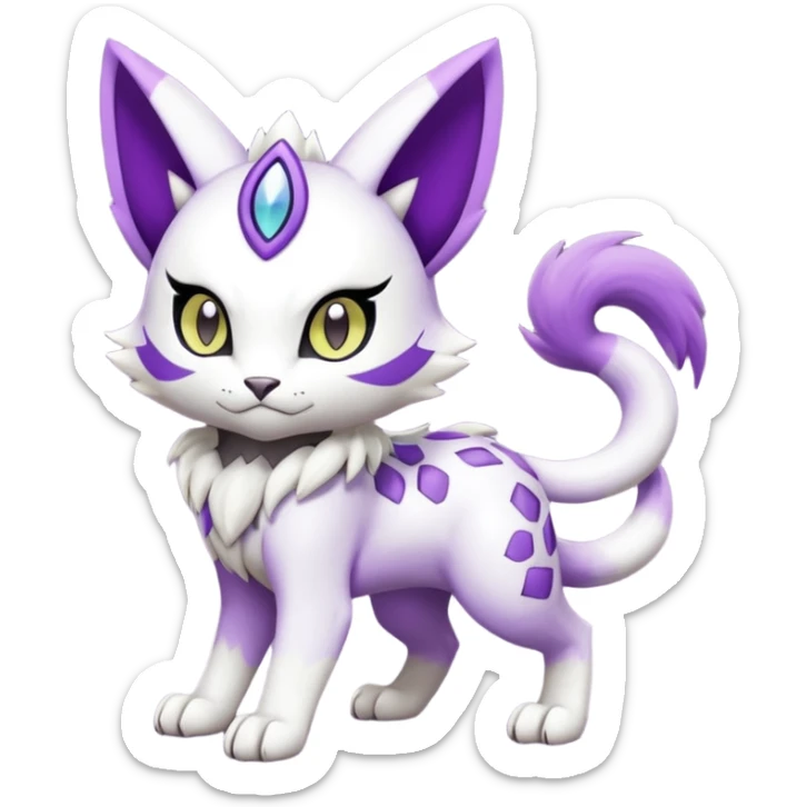 Meloetta-Meicoomon-Gatomon-Liepard-Pokémon-Digimon-Fakémon-fusion-hybrid-creature sticker