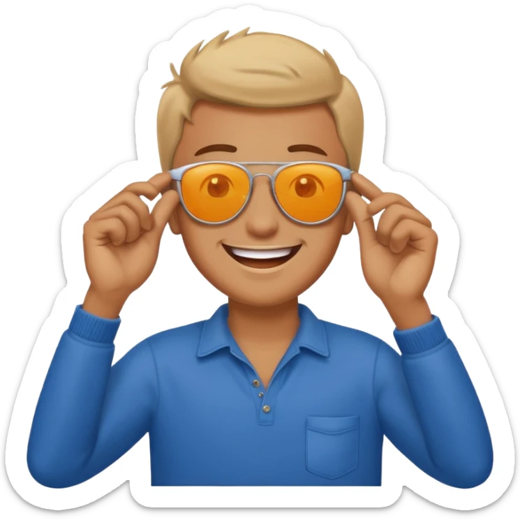 A guys taking of his sun glasses in a emoji like this 😎 sticker