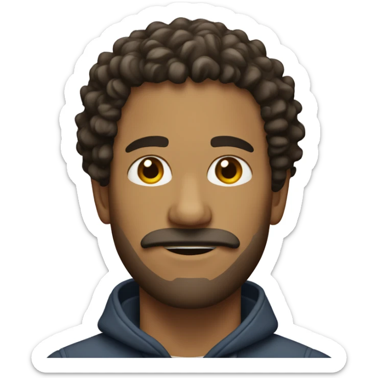 Guy with facial hair and curly hair sticker