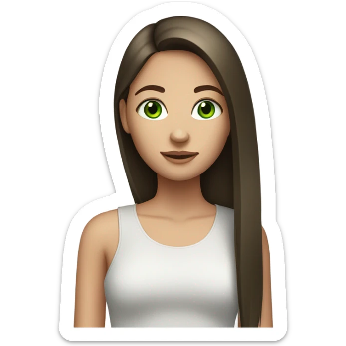 brunette teenage girl wirh straight hair and green eyes sticker