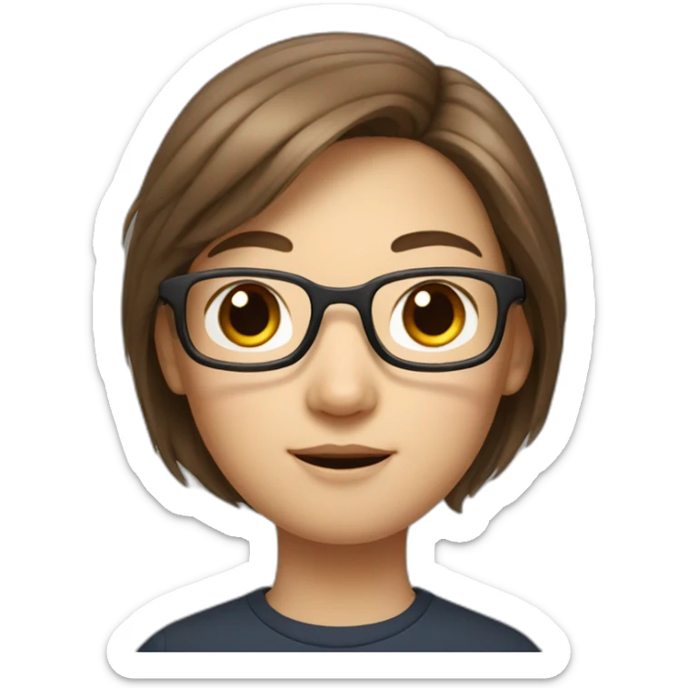 Tim cook with a brown hair Korean girl with eyeglasses sticker