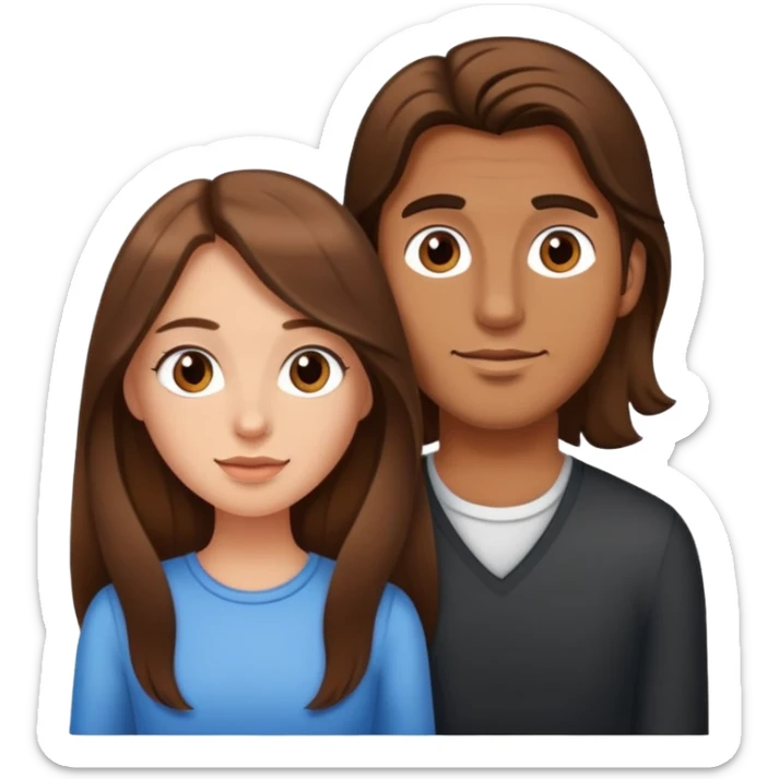 beautiful girl with long brown hair and her boyfriend a man with brown hair sticker