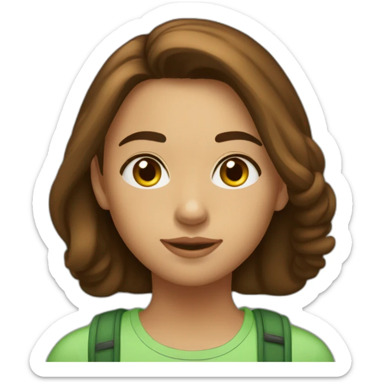 Fille de 17 ans,taille 1m52,poids 58 kg,cheveux très bruns,très lisses,mi courts,avec les yeux mi marrons et verts. sticker