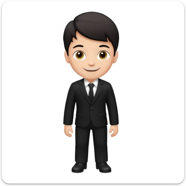 Maktab yonida kulib turgan qora kostyum shim kiygan bola rasmini chiqarib ber sticker