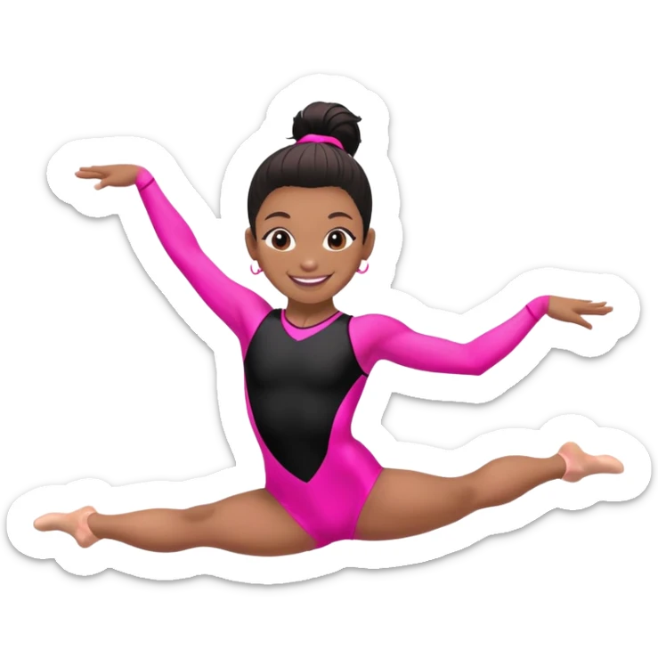 "A gymnast in neon pink and black outfit with a smile and a look of surprise." sticker
