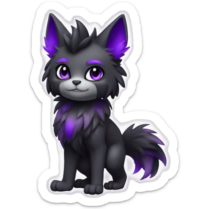Anthro-Edgy-Cool-Black-Purple-Contrast-Colors-Fantasy-Fur-Sona-Chibi-Shiny-Fakémon-Hybrid full body sticker