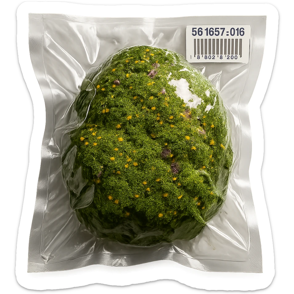 mossy rock with abundant moss and tiny colorful flowers, shiny and inflated sticker