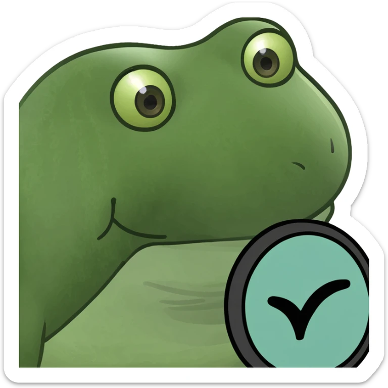 L'image montre un emoji qui est un cercle cyan (bleu-vert clair) avec un symbole de coche (checkmark) blanc en son centre. Au-dessus du cercle, il y a une petite ligne verticale noire, ce qui pourrait suggérer que l'emoji est suspendu ou qu'il s'agit d'une notification. sticker