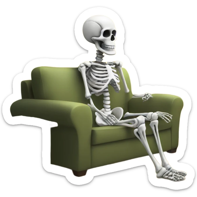 Skeleton watching tv sticker