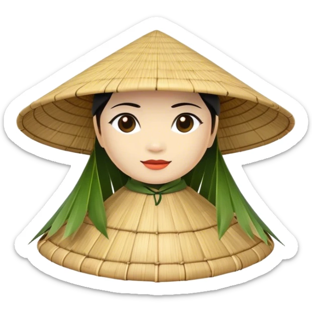​Cinematic Realistic Traditional Vietnamese Nón Lá, depicted as a delicately crafted conical hat made of bamboo and palm leaves with subtle texture and natural wear, evoking authentic cultural heritage, please show the hat only sticker