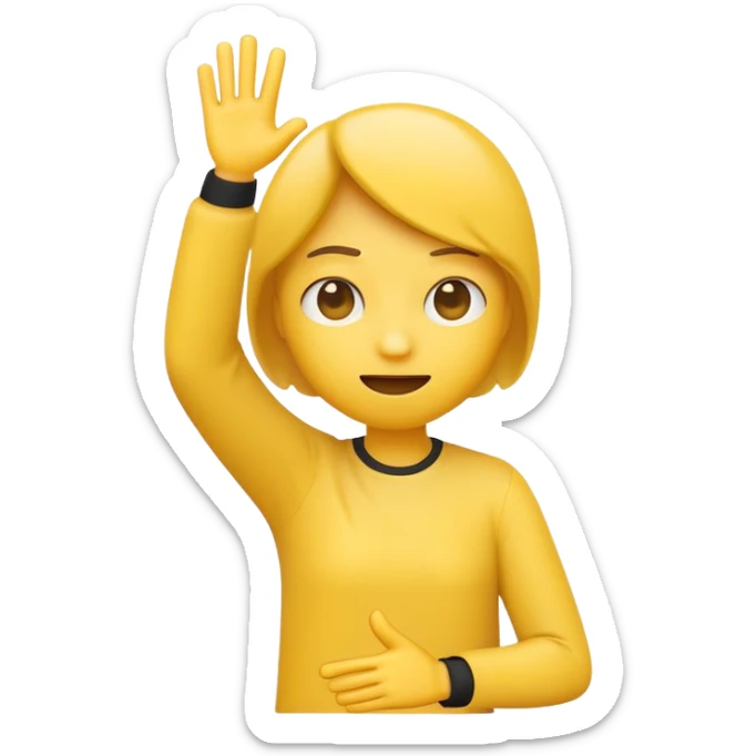 An emoji character mid-dab: face slightly lowered into the bent elbow of one arm, with the other arm extended diagonally upward in the opposite direction.  sticker