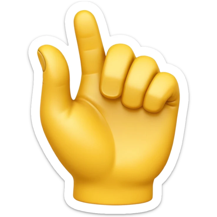 A 3D Apple-style yellow hand emoji, closed fist with thumb pointing backward over the shoulder direction, smooth rounded shape, shiny surface, clean minimal background. AND MOTİON LİNE sticker