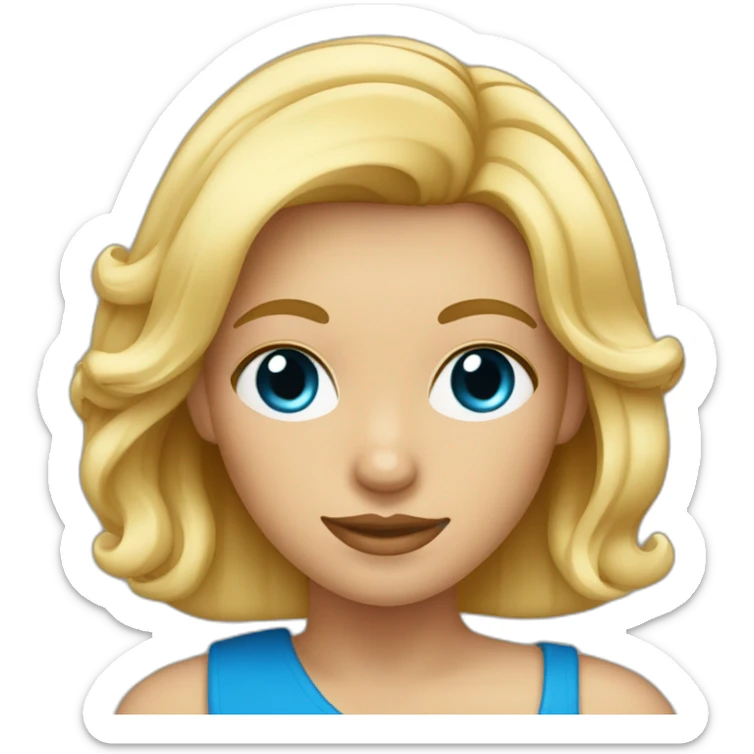 fille blonde bronzé avec les cheveux au carré et les yeux bleu folle sticker
