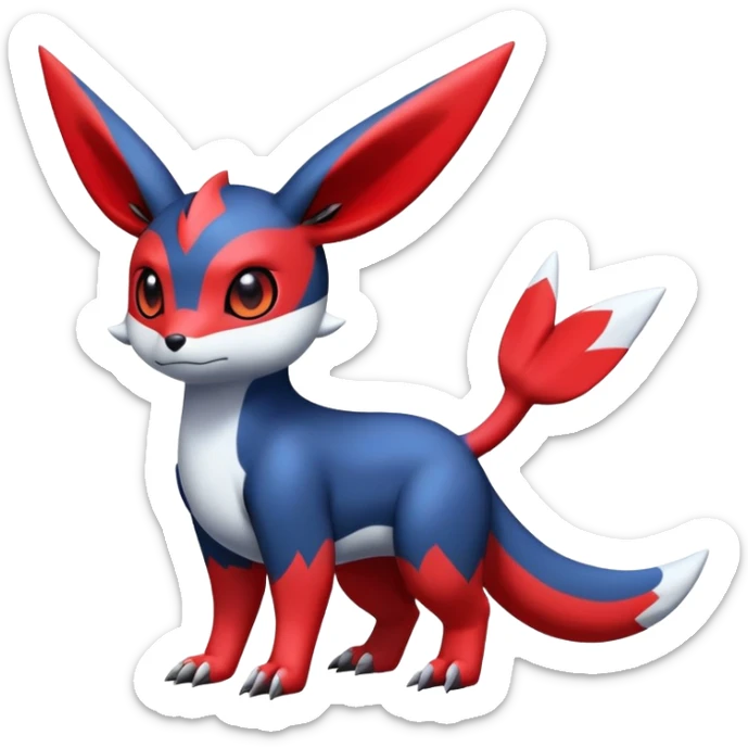  Cute Guilmon-Latias-Umbreon-Fakémon-hybrid-creature (full body)  sticker