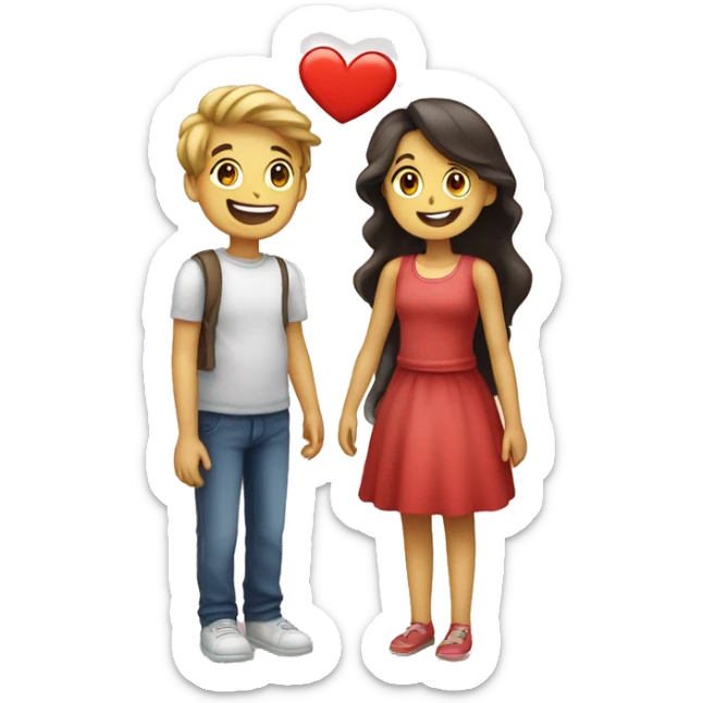 Sure! Here's the prompt in English for generating emojis:"A boy and a girl are sharing their love with each other using emojis. The boy sends a heart emoji, and the girl replies with loving emojis as well." sticker