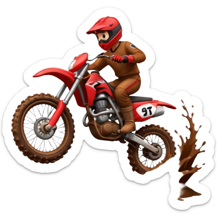 Red dirt bike mud sliding sticker