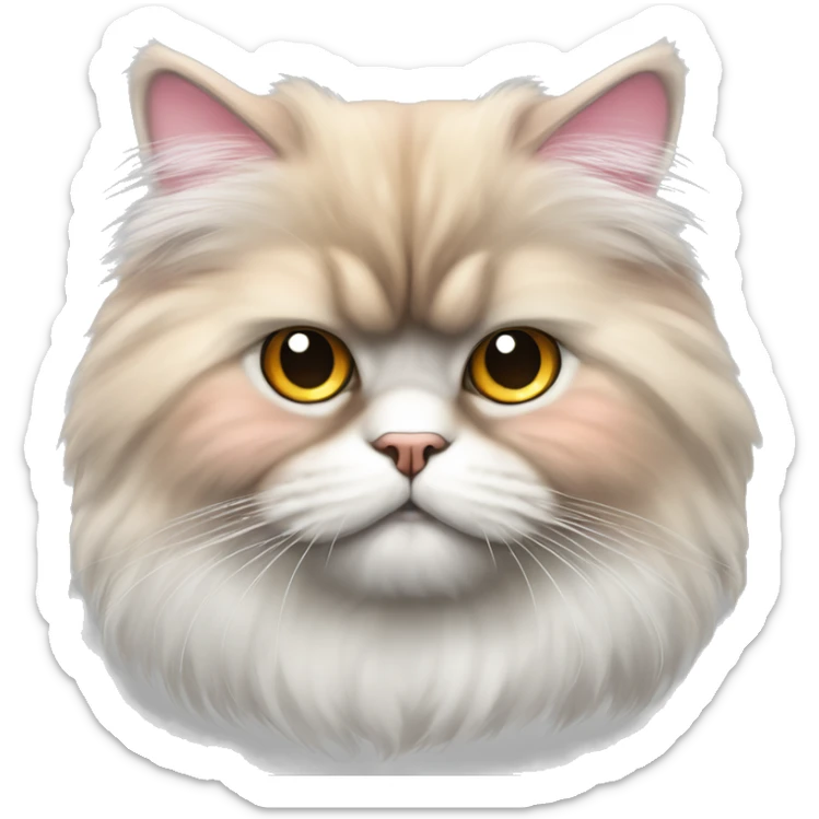 fluffy Persian cat. color: white and head, ears and area in the area of ​​the right eye gray-red color. eye amber color. nose pink color sticker