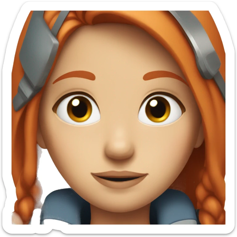 girl with straight red hair and blue eyes in helicopter sticker