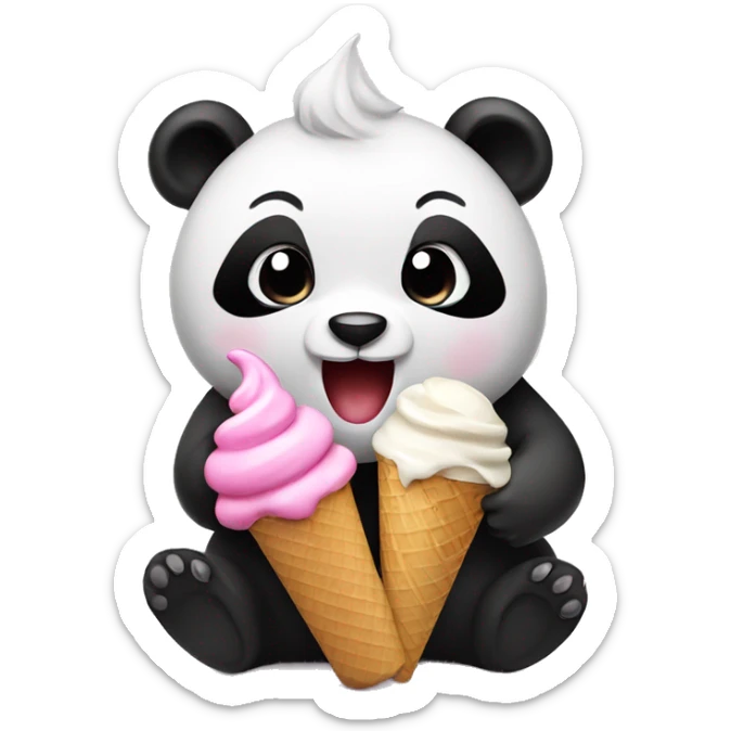 Panda eating ice cream sticker